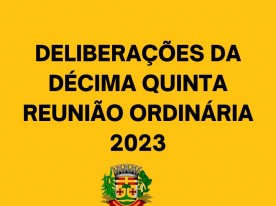 DELIBERAÇÕES DA DÉCIMA QUINTA REUNIÃO RODINÁRIA 2023